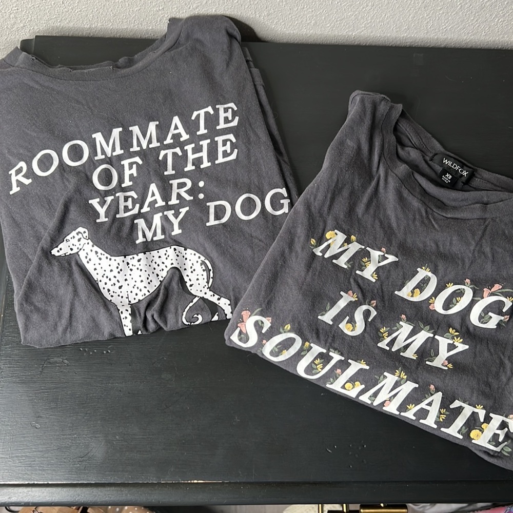 Wildfox Tshirt Bundle: Dog themed, gray, size XS EUC